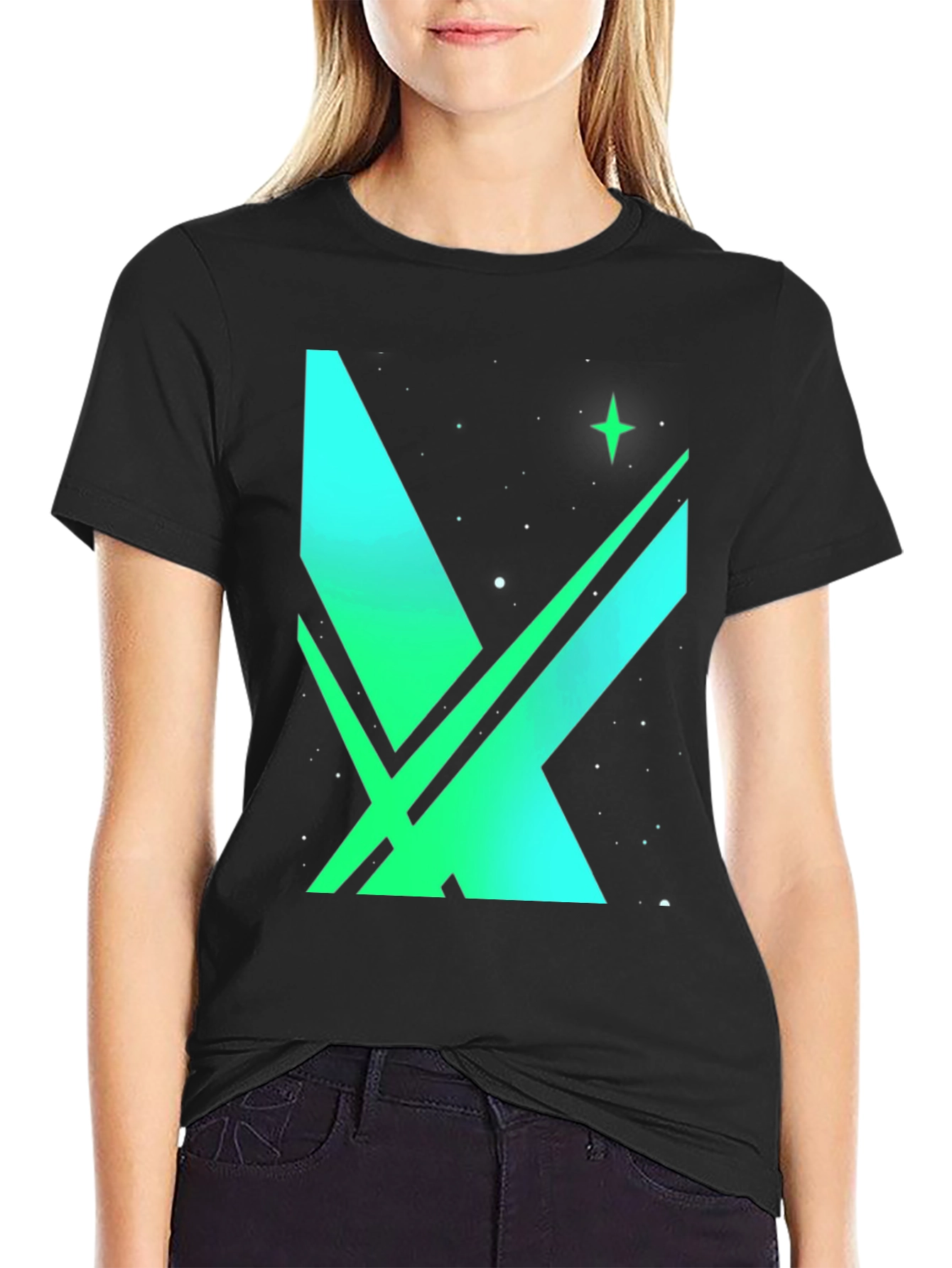 Space X Green Gradient Graphic T-Shirt