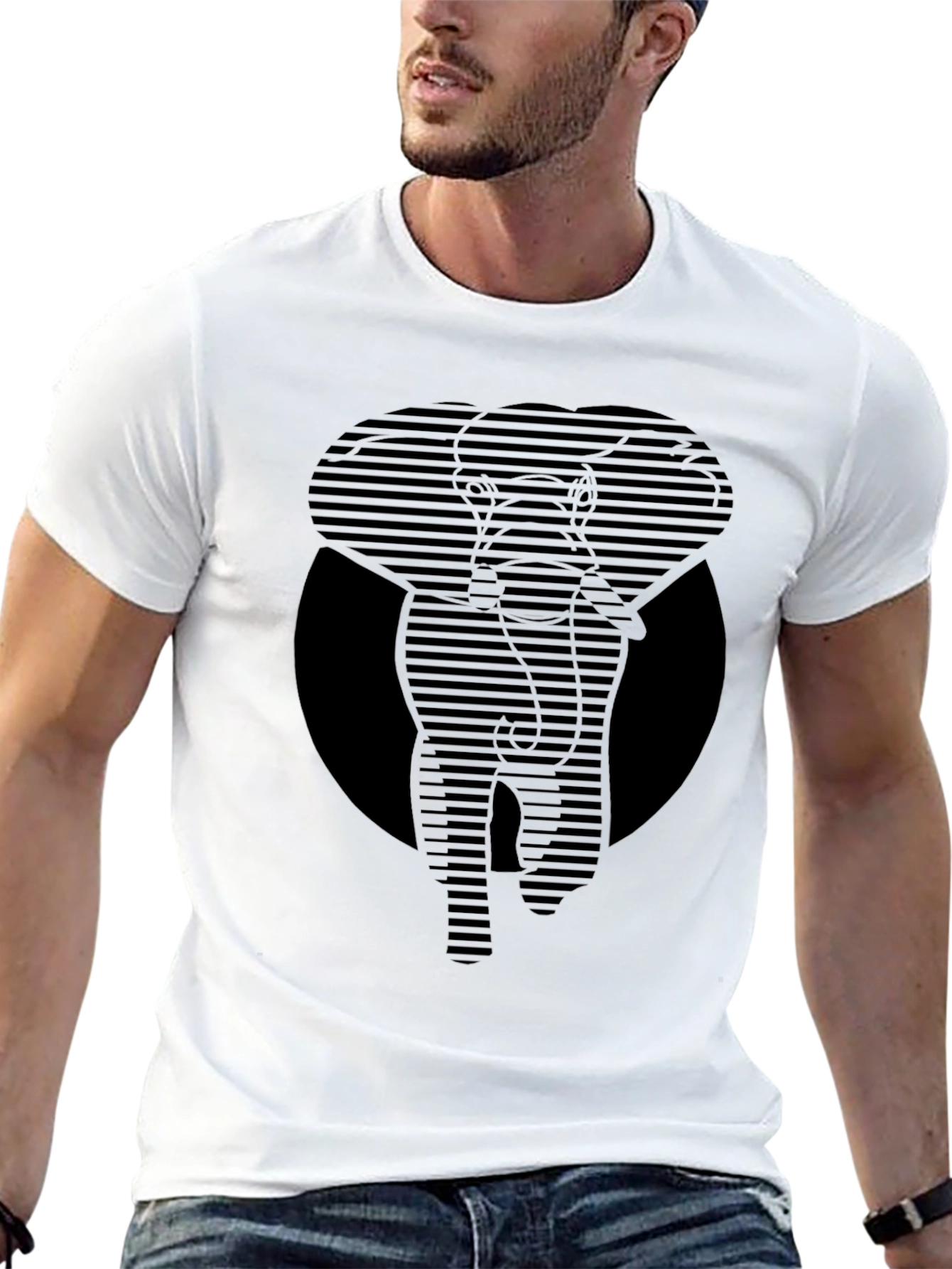 Striped Elephant Graphic Tee - Modern Animal Print Shirt