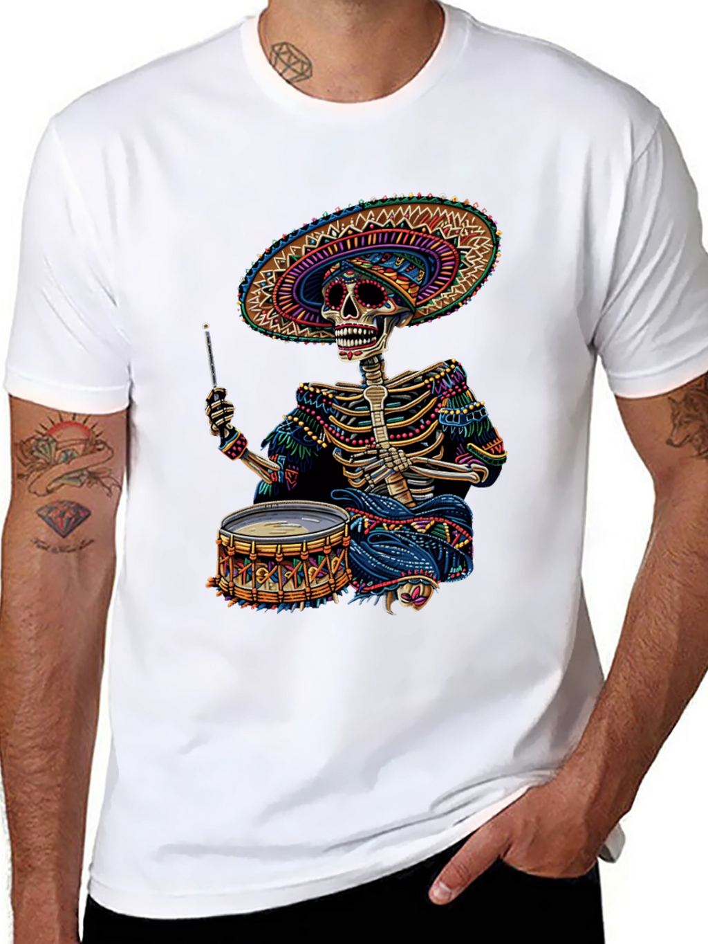 Skeleton Drummer T-Shirt - Day of the Dead
