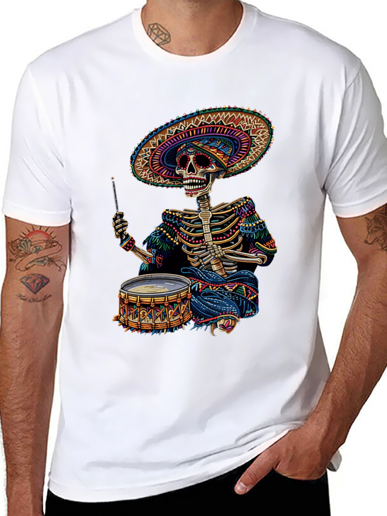 Skeleton Drummer T-Shirt - Day of the Dead