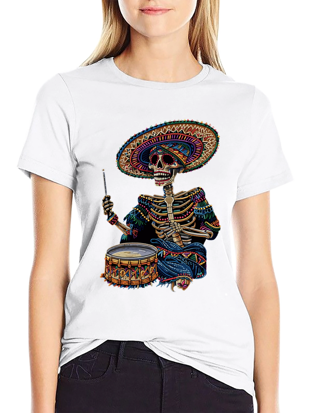 Skeleton Drummer T-Shirt - Day of the Dead