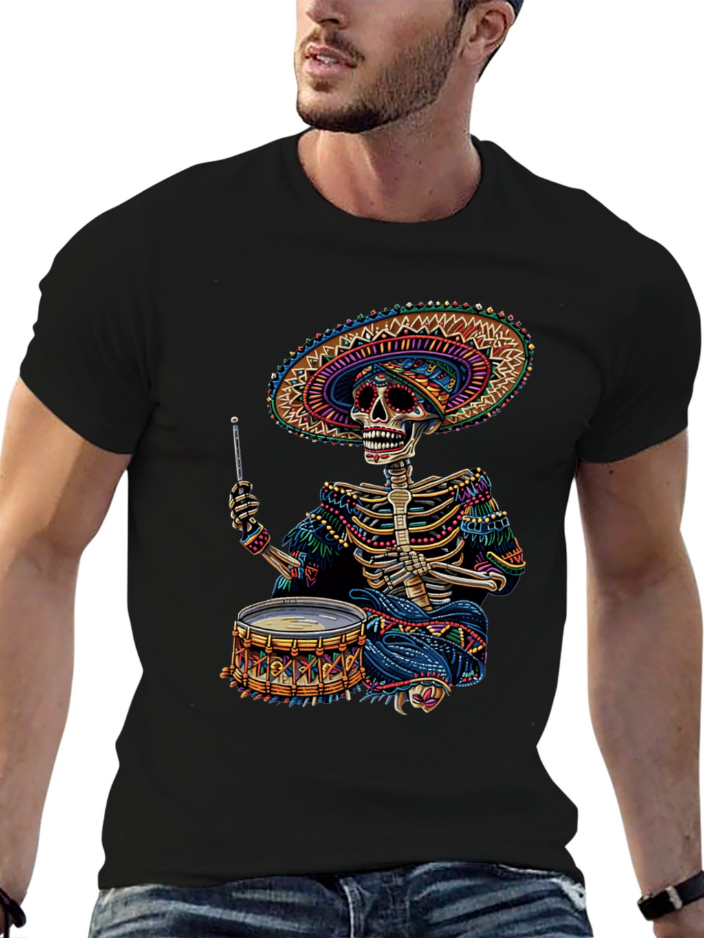 Skeleton Drummer T-Shirt - Day of the Dead