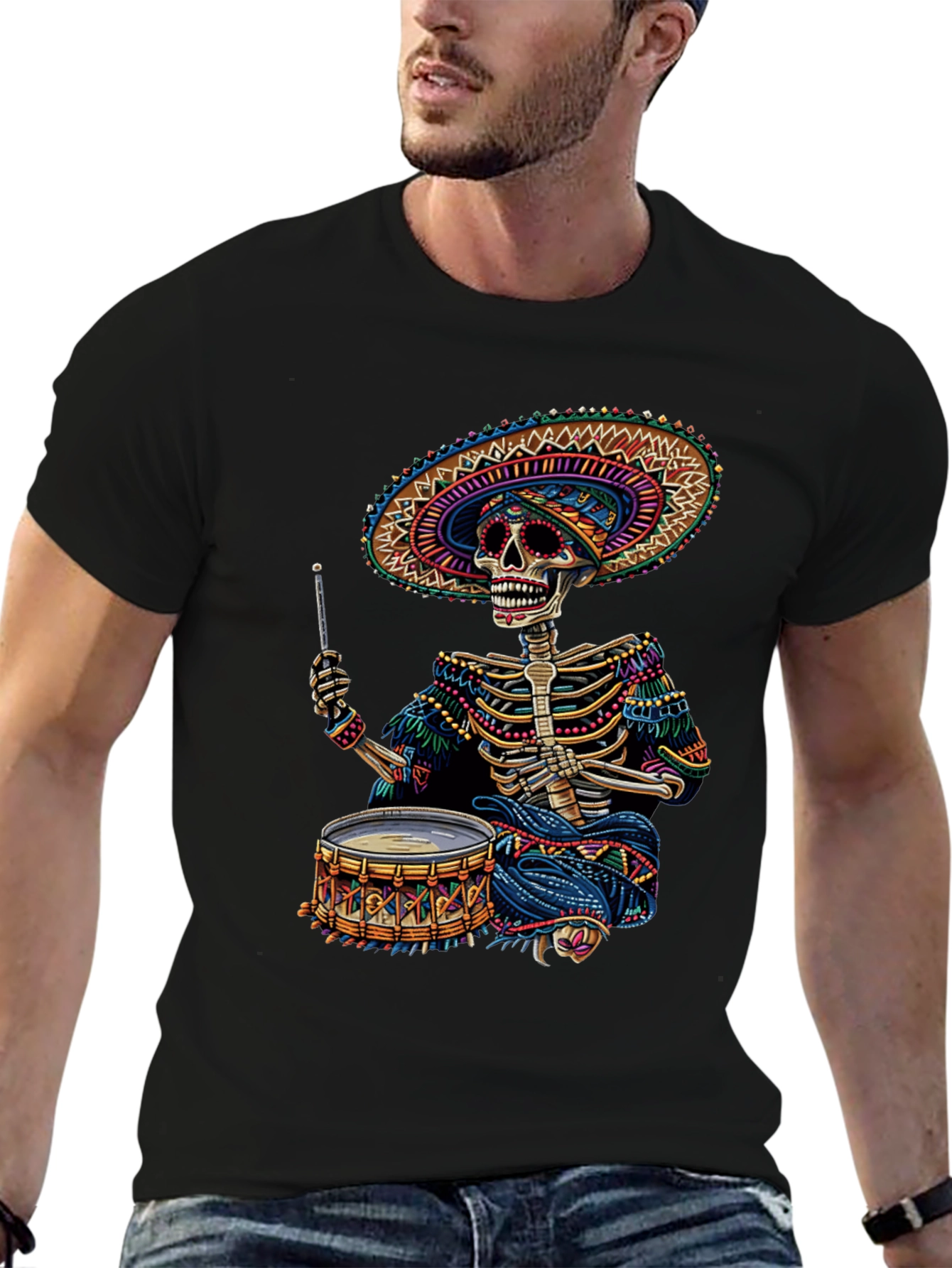 Skeleton Drummer T-Shirt - Day of the Dead