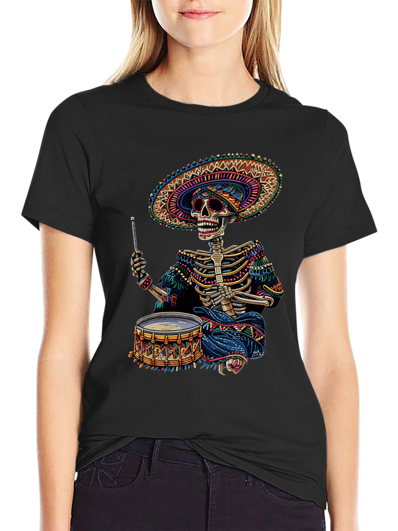 Skeleton Drummer T-Shirt - Day of the Dead