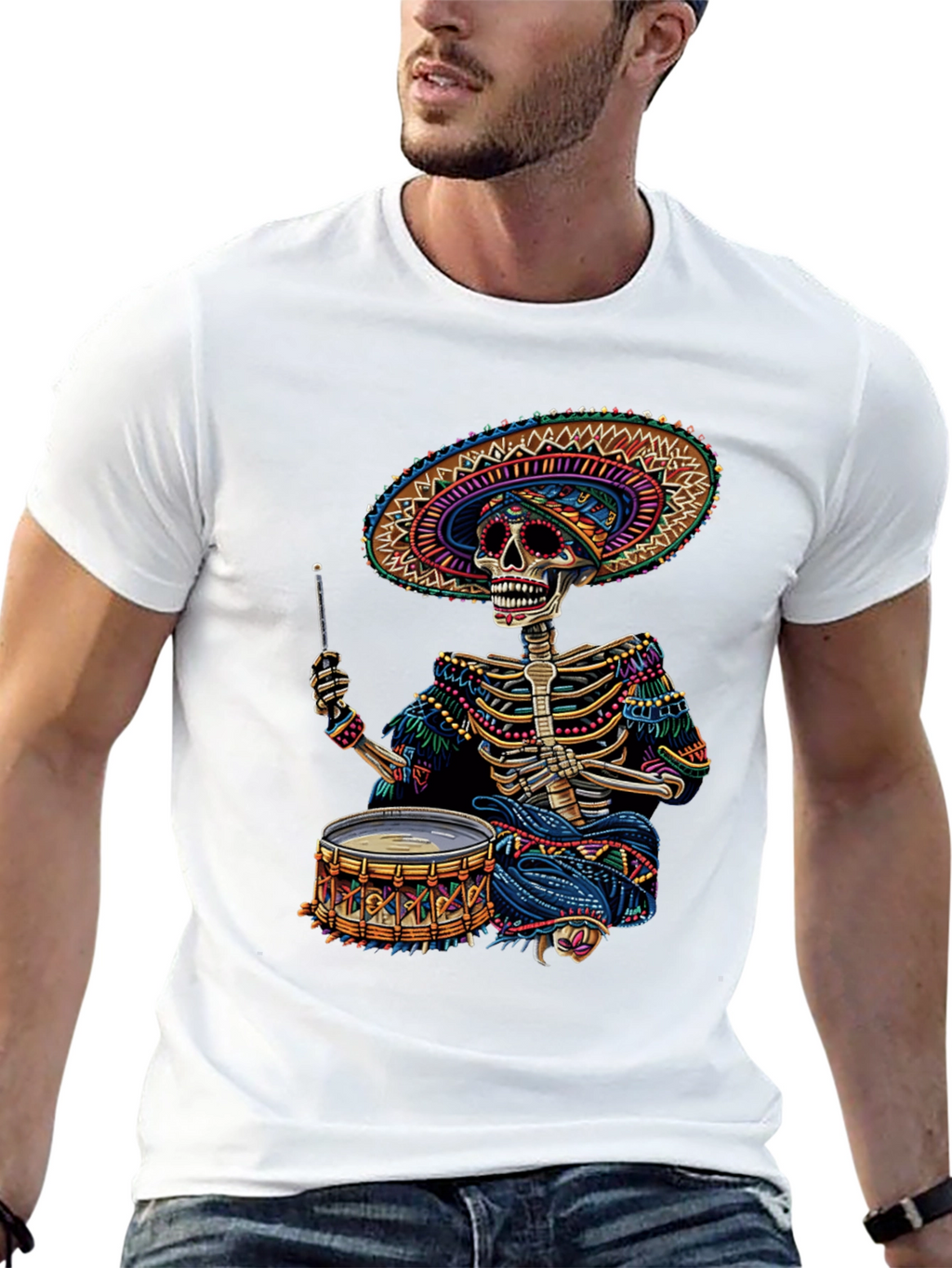 Skeleton Drummer T-Shirt - Day of the Dead
