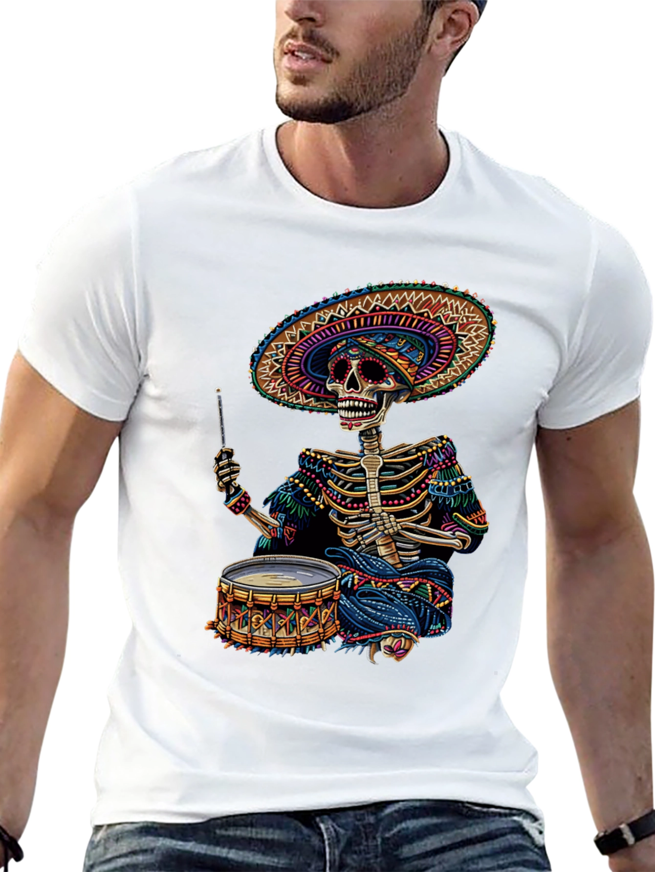 Skeleton Drummer T-Shirt - Day of the Dead