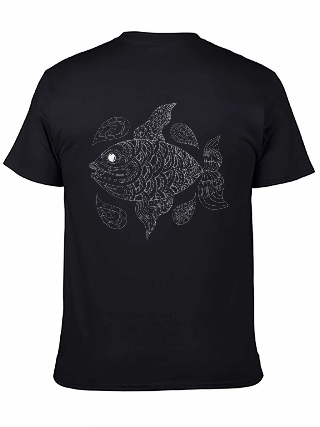 Abstract Fish Graphic Tee - Black