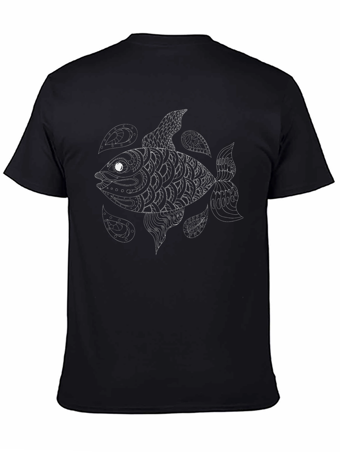 Abstract Fish Graphic Tee - Black