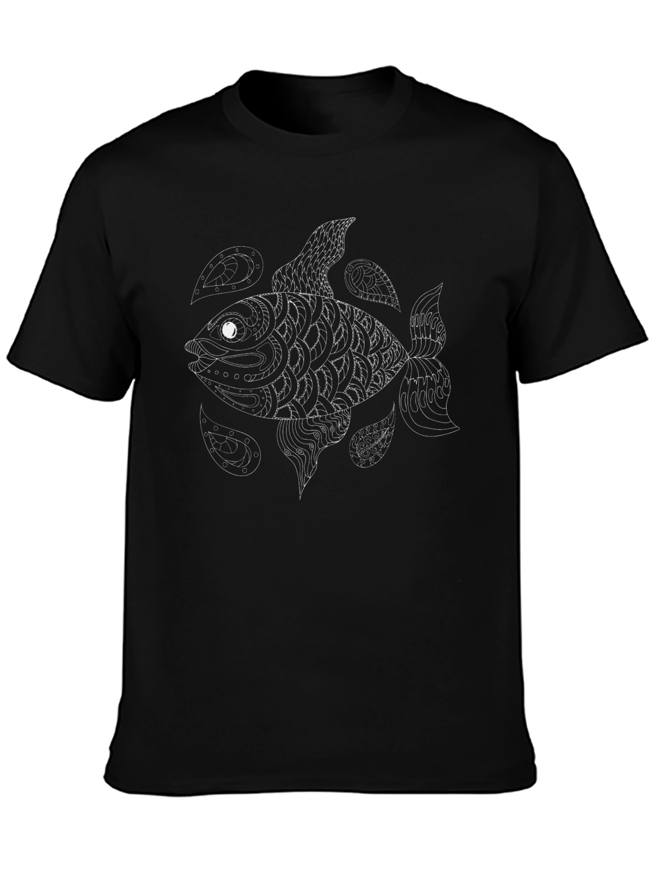 Abstract Fish Graphic Tee - Black