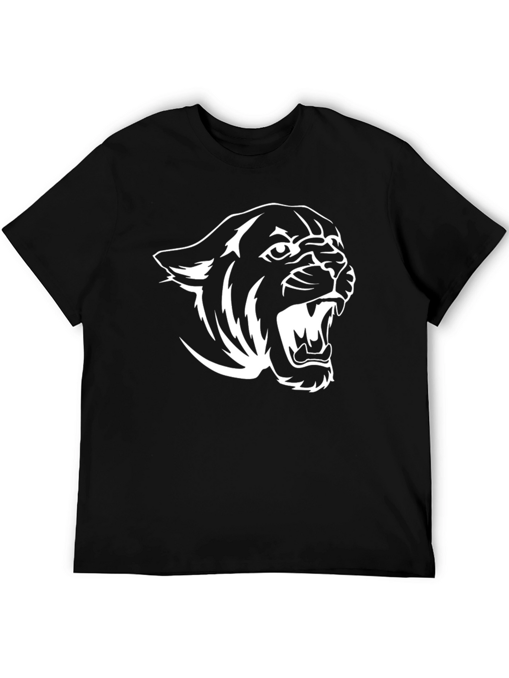 Black T-Shirt with White Panther Graphic