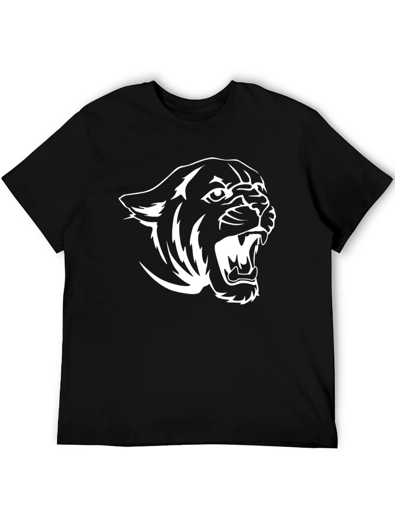 Black T-Shirt with White Panther Graphic