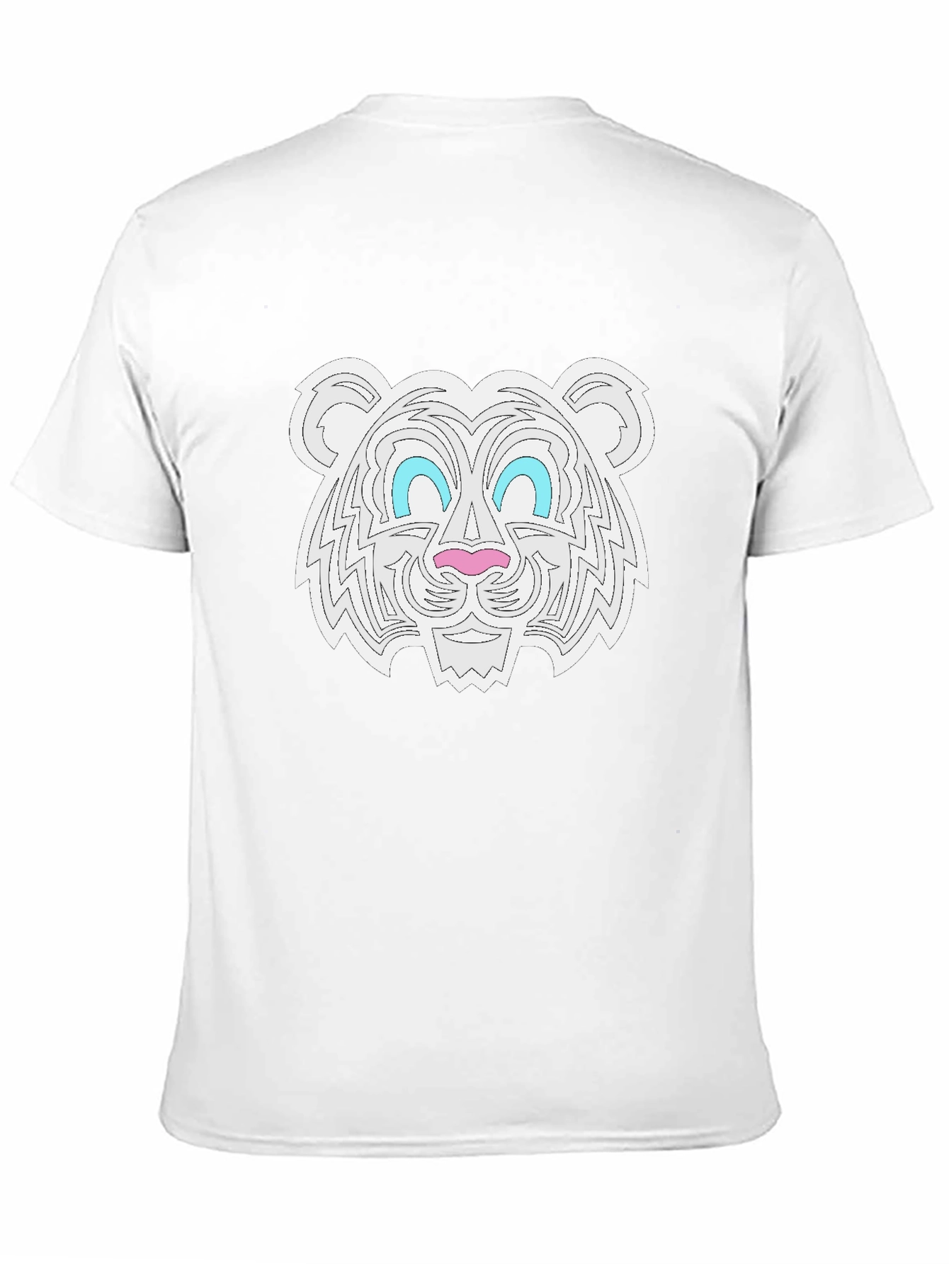 Graphic Tee - White Tiger Print Black T-Shirt