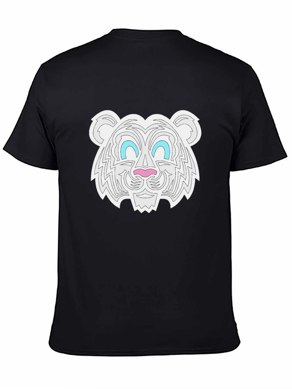 Graphic Tee - White Tiger Print Black T-Shirt