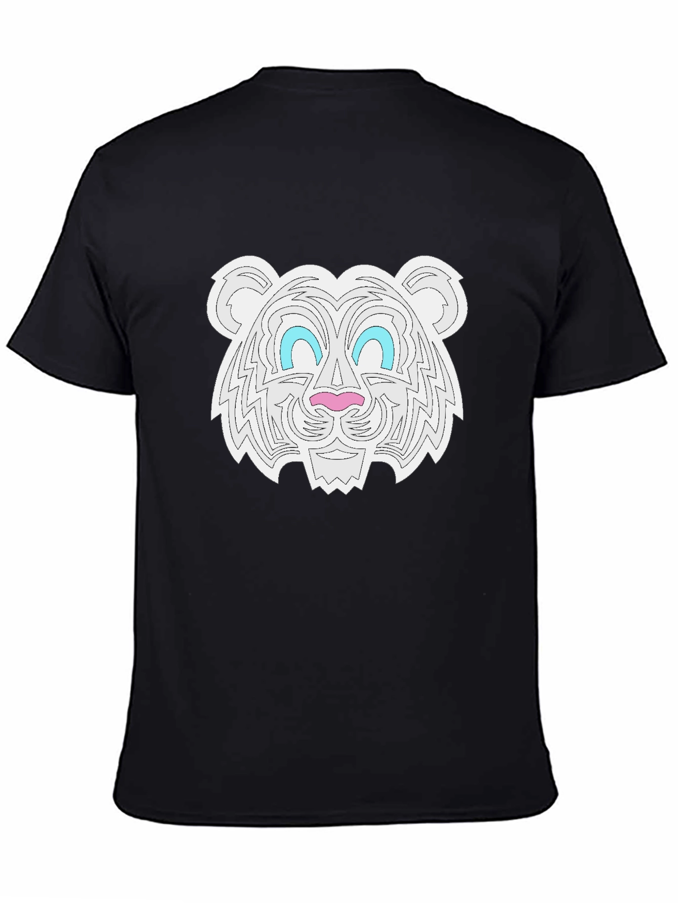Graphic Tee - White Tiger Print Black T-Shirt