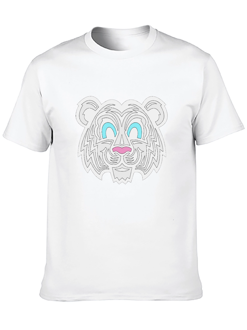 Graphic Tee - White Tiger Print Black T-Shirt