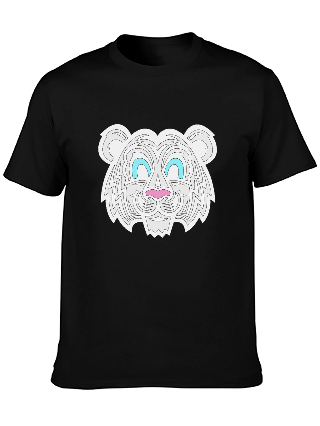 Graphic Tee - White Tiger Print Black T-Shirt