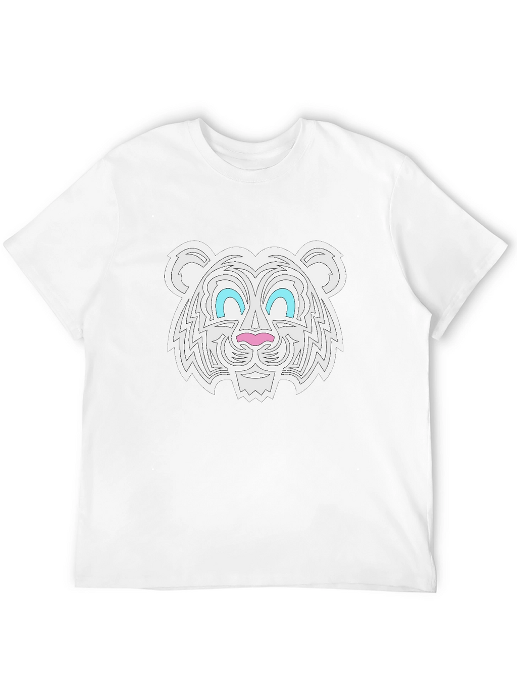 Graphic Tee - White Tiger Print Black T-Shirt