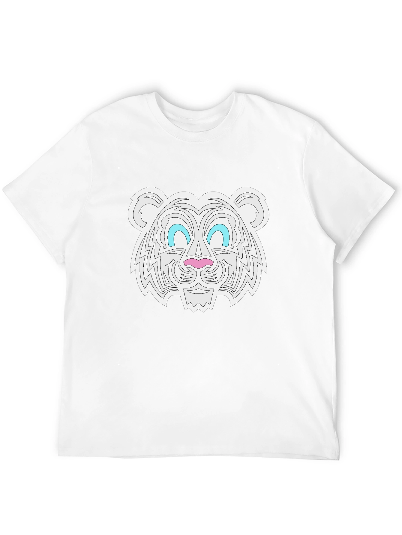 Graphic Tee - White Tiger Print Black T-Shirt