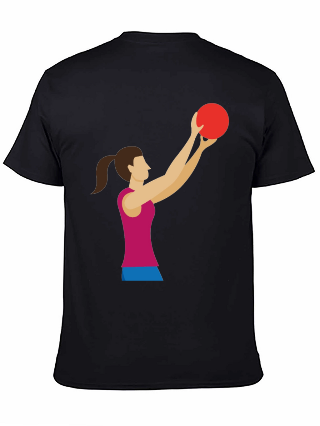 Graphic Tee: Woman Volleyball Player Black T-Shirt