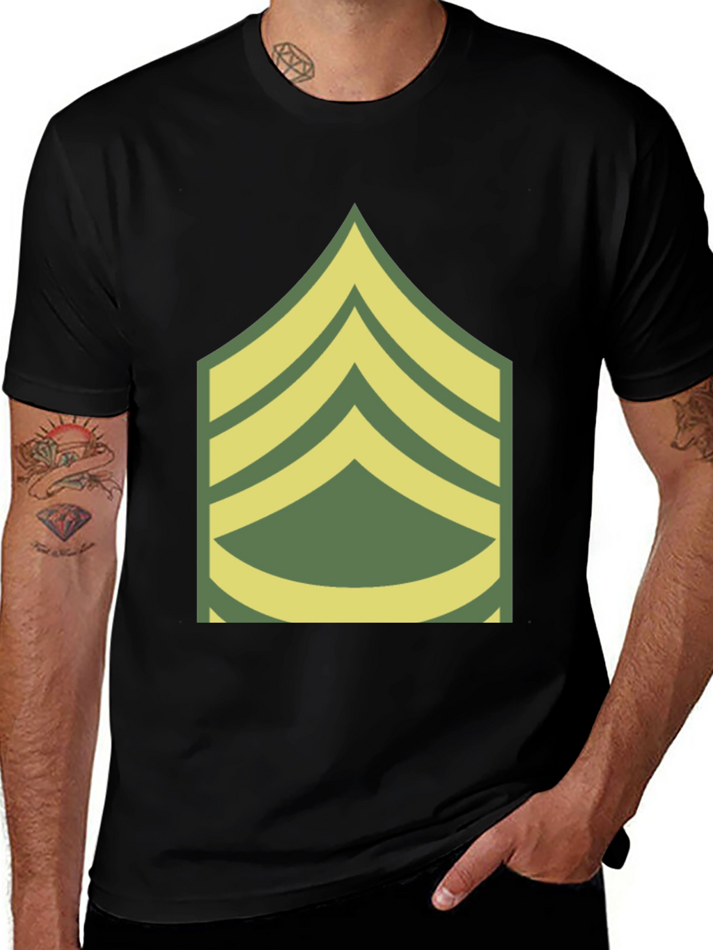 Sergeant Stripes Graphic Tee - Military Pride