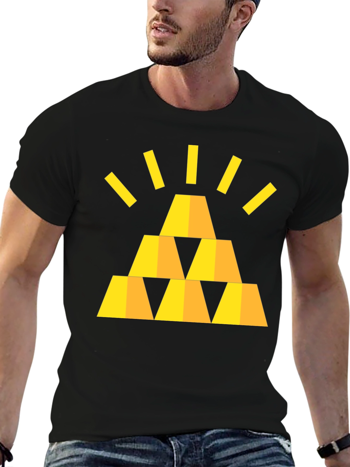 Gold Bars Graphic Black T-Shirt