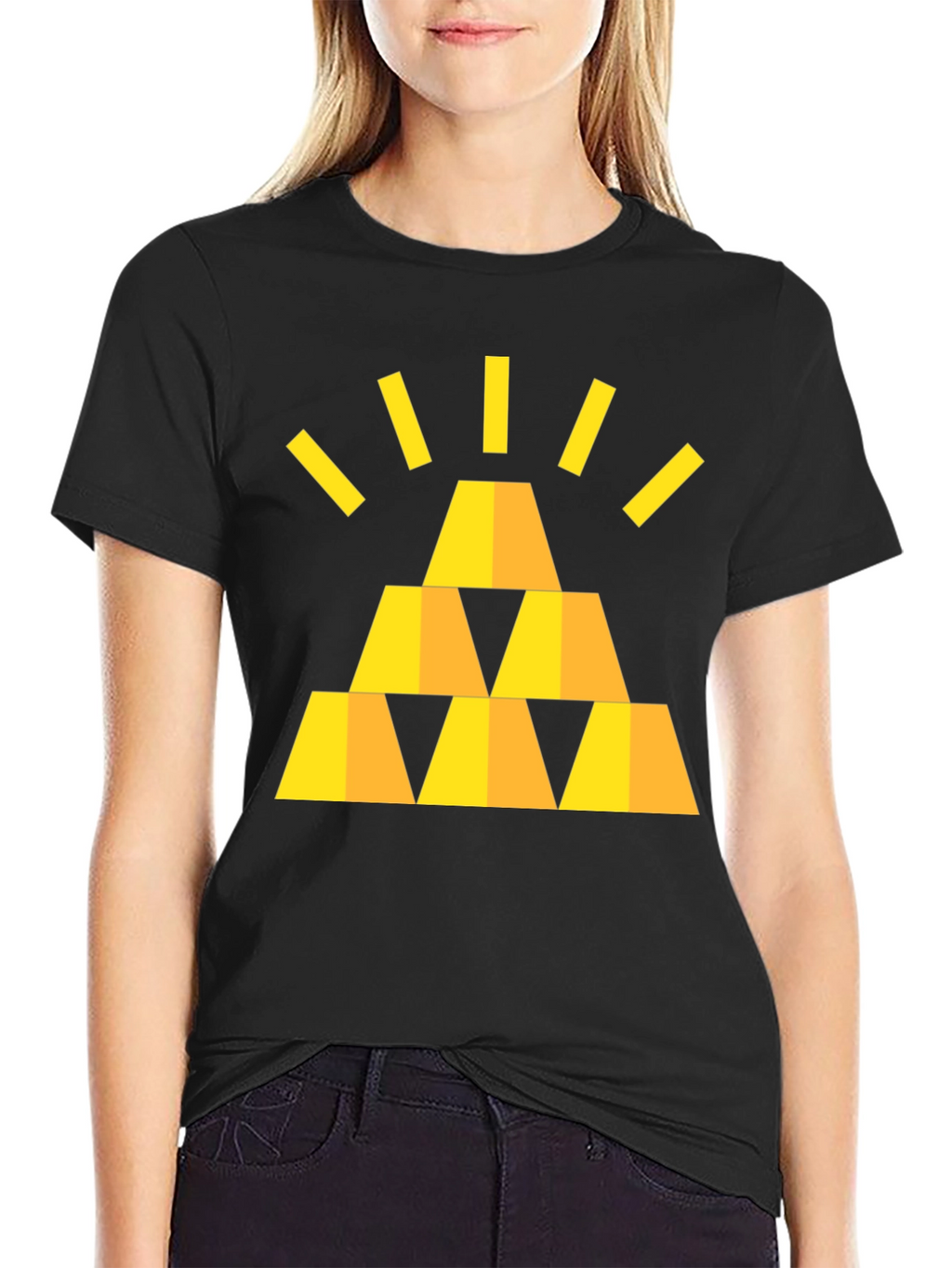 Gold Bars Graphic Black T-Shirt