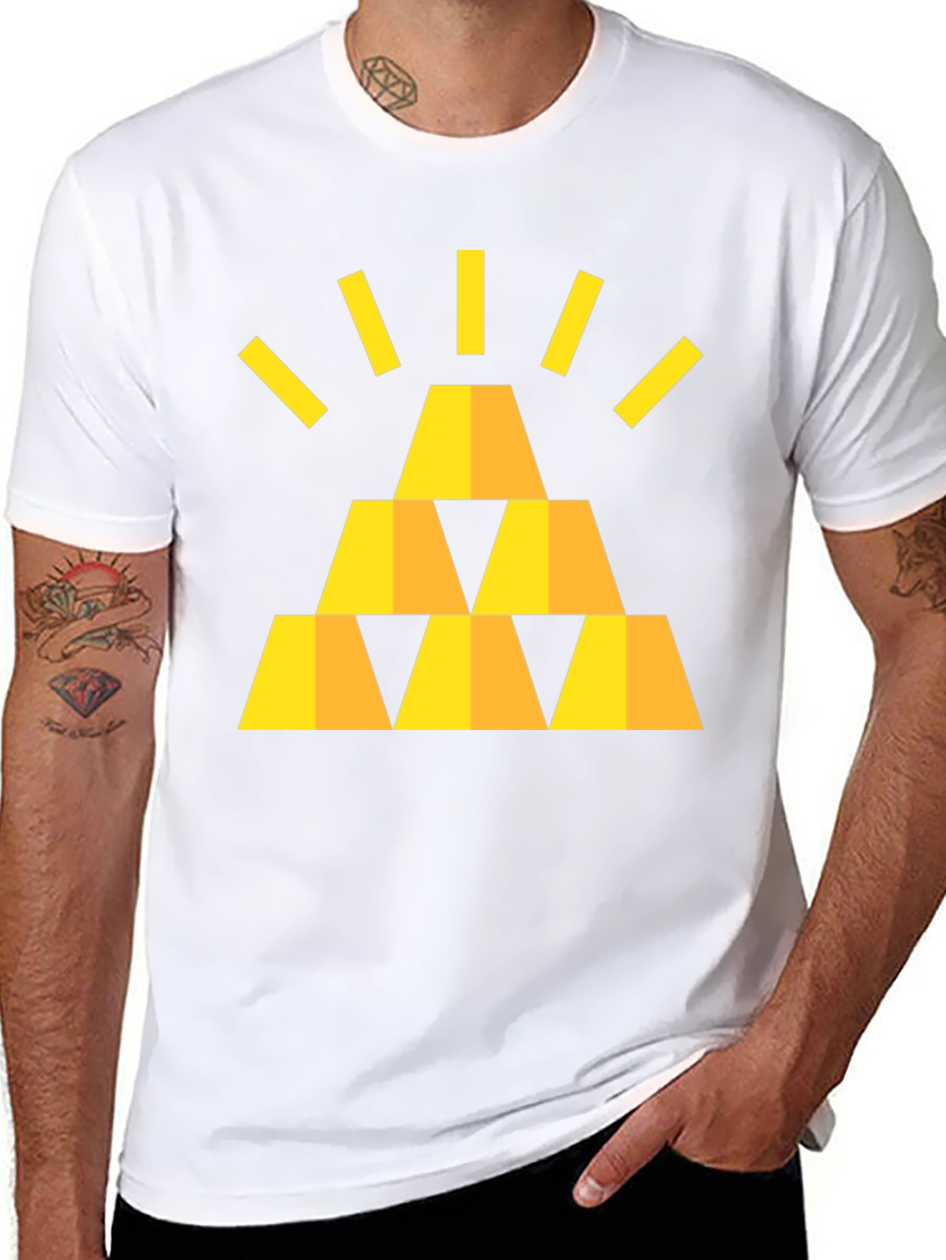 Gold Bars Graphic Black T-Shirt