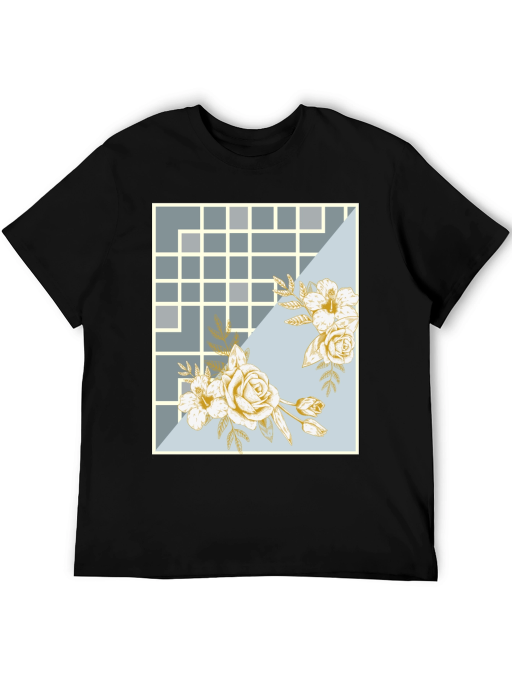 Floral Grid Design T-Shirt
