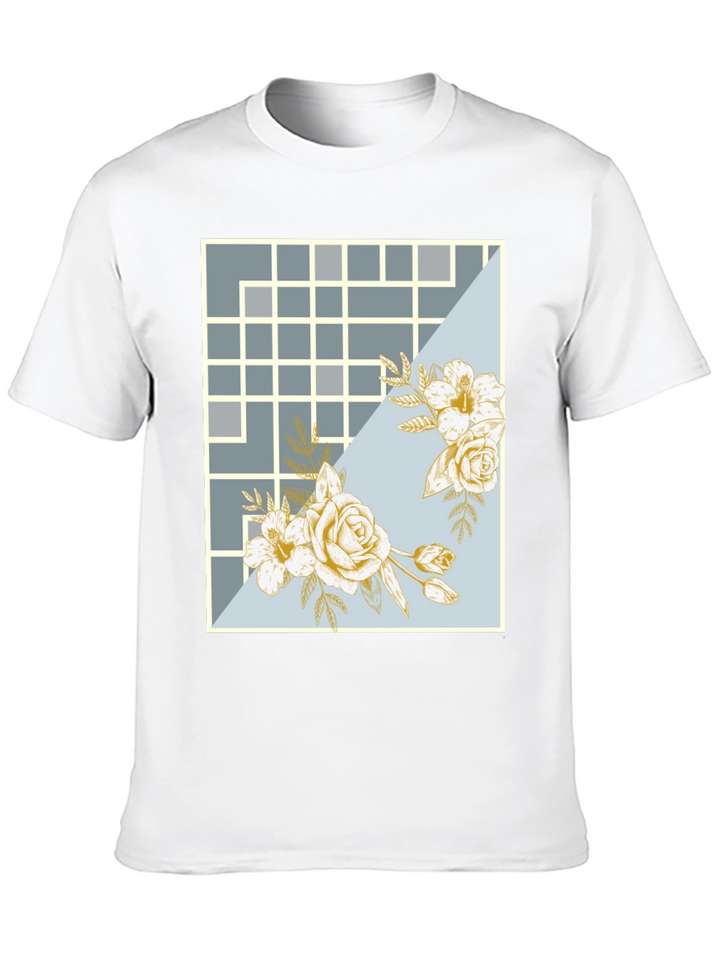 Floral Grid Design T-Shirt