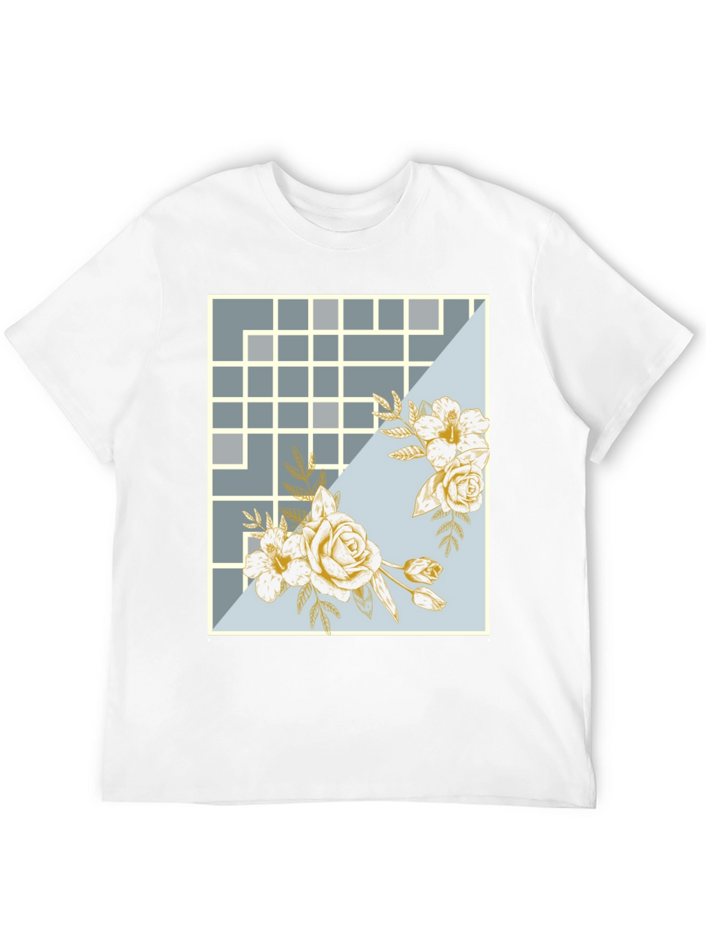 Floral Grid Design T-Shirt