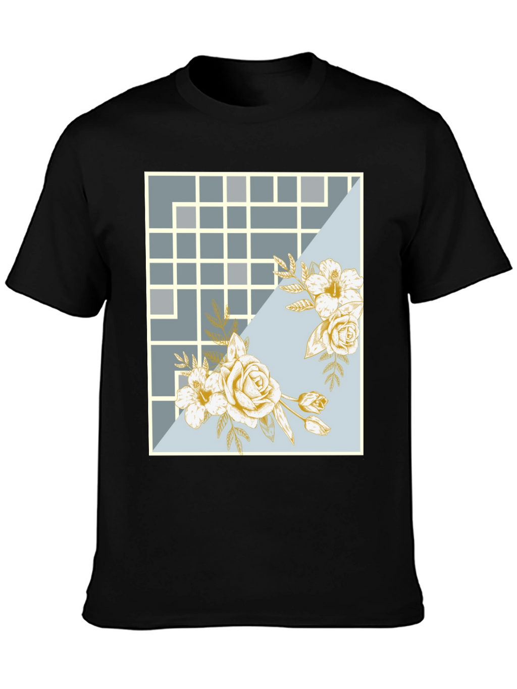 Floral Grid Design T-Shirt