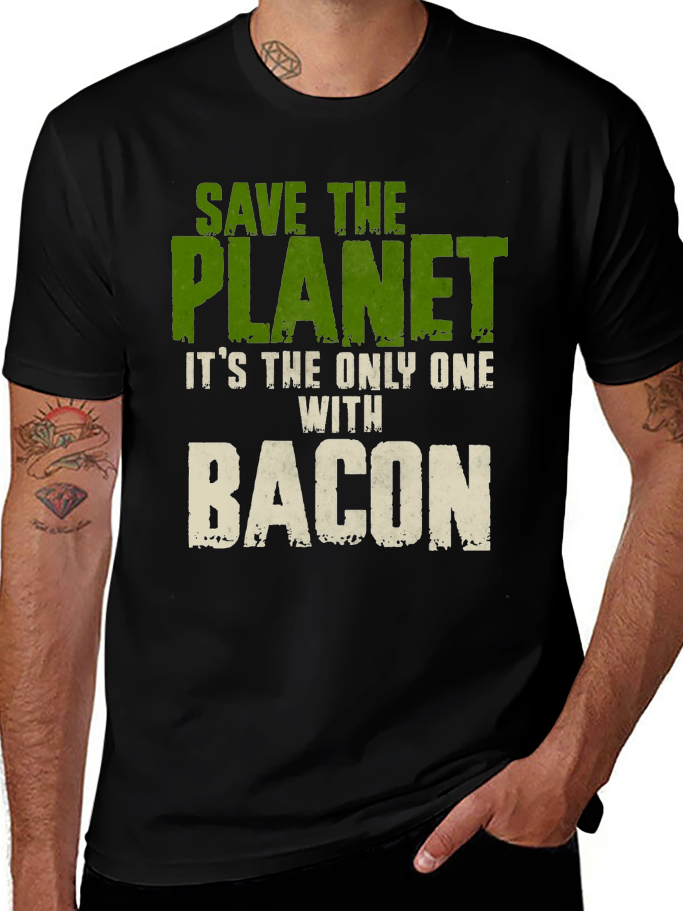 Save The Planet Bacon Graphic T-Shirt