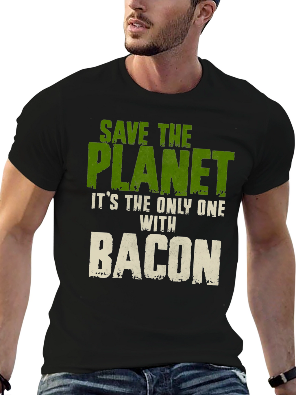 Save The Planet Bacon Graphic T-Shirt