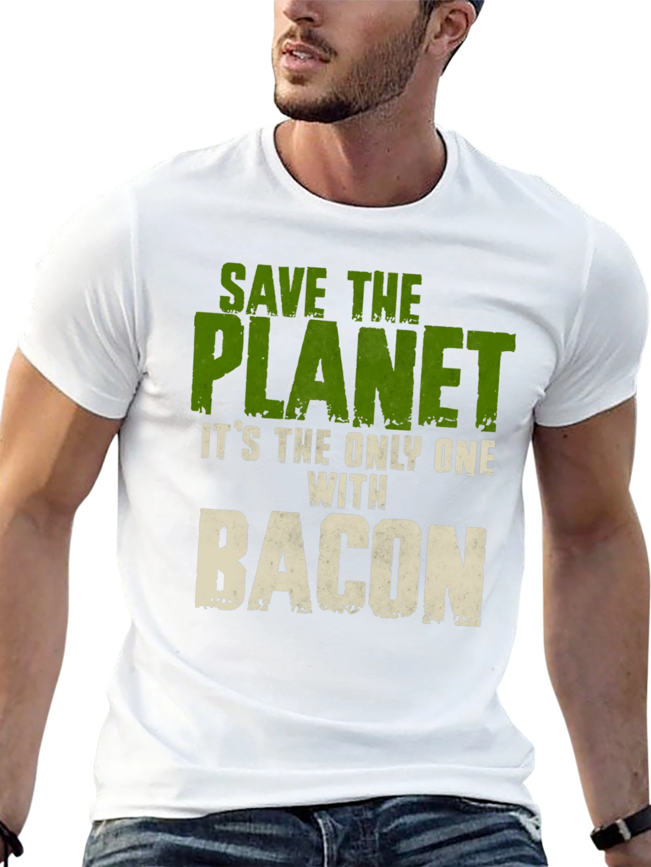 Save The Planet Bacon Graphic T-Shirt