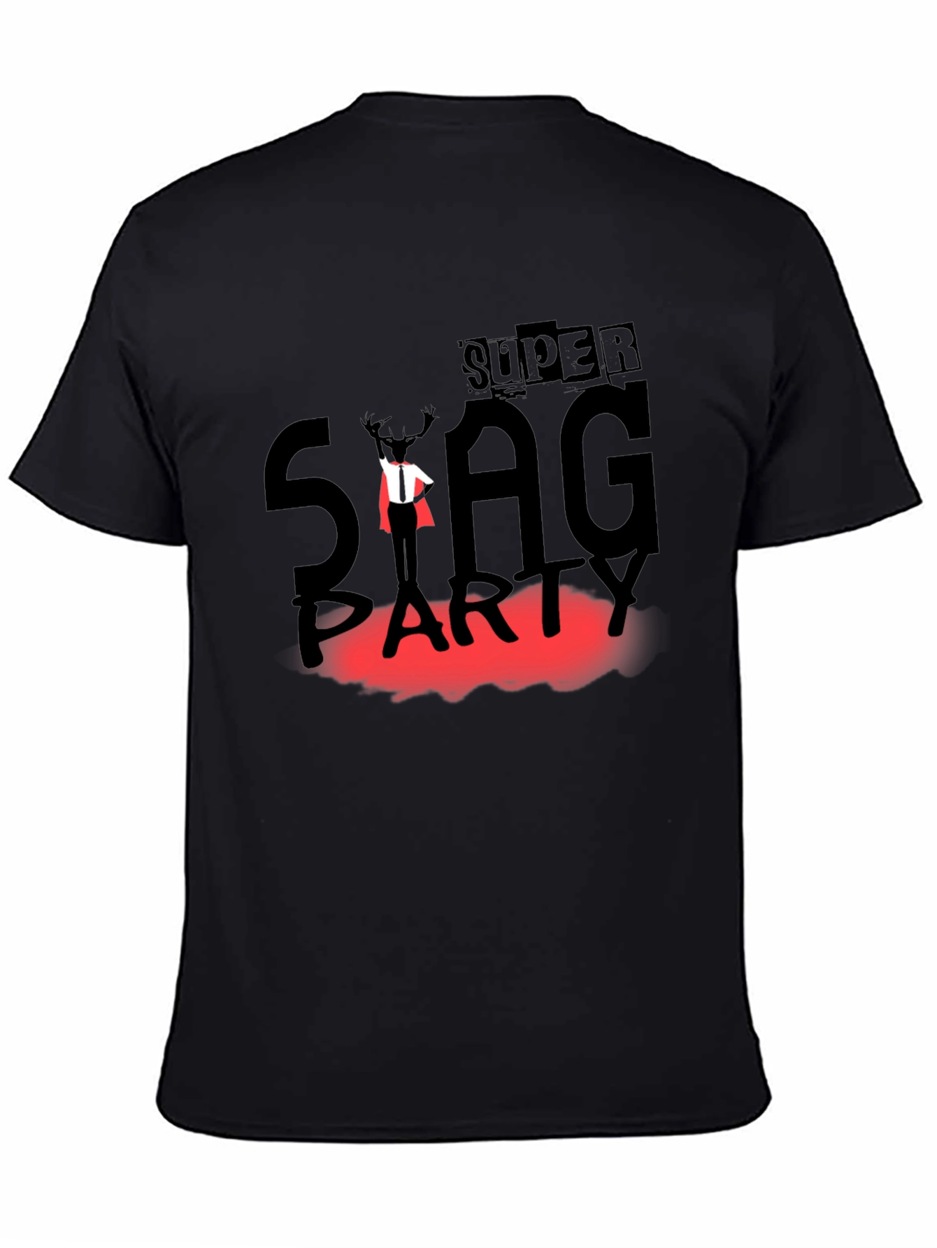 Super Stag Party Black T-Shirt - Fun & Festive Design