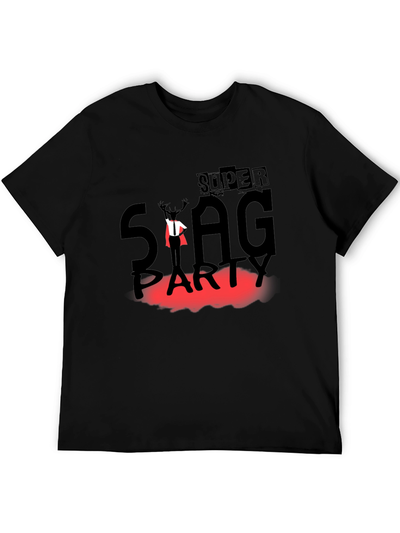Super Stag Party Black T-Shirt - Fun & Festive Design