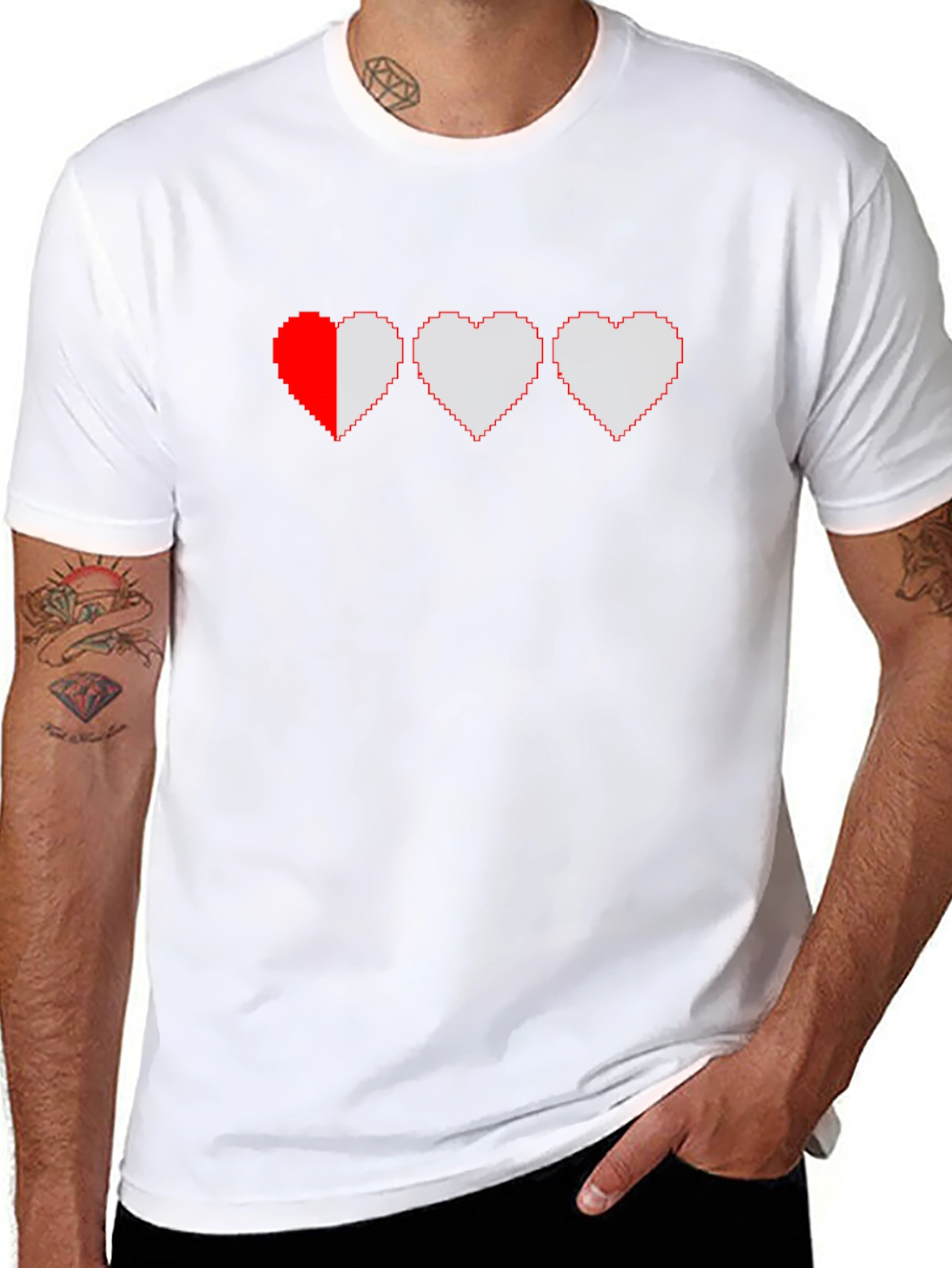 Pixel Heart Gamer T-Shirt - Black