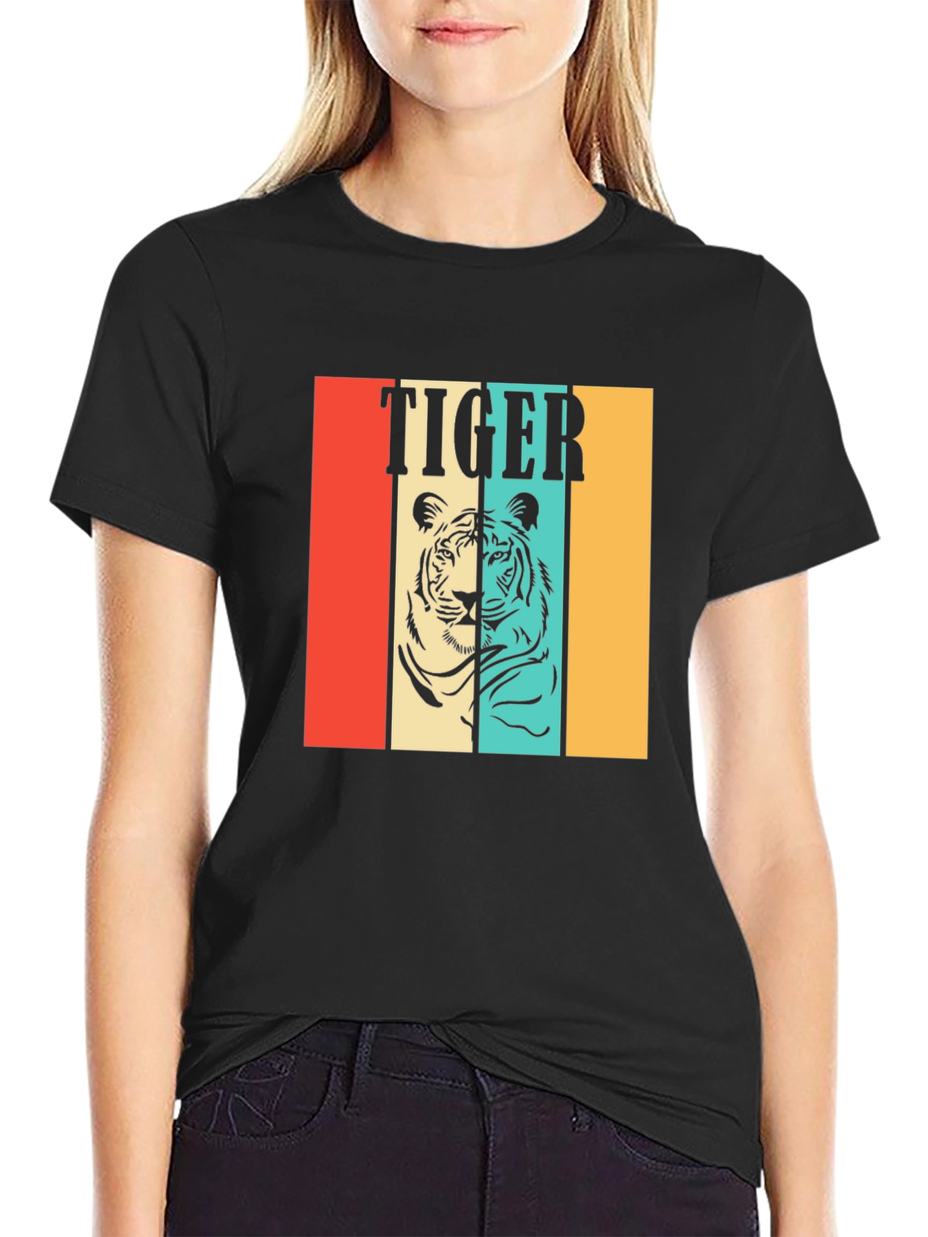 Retro Tiger Graphic Tee - Vintage Style Mens T-Shirt
