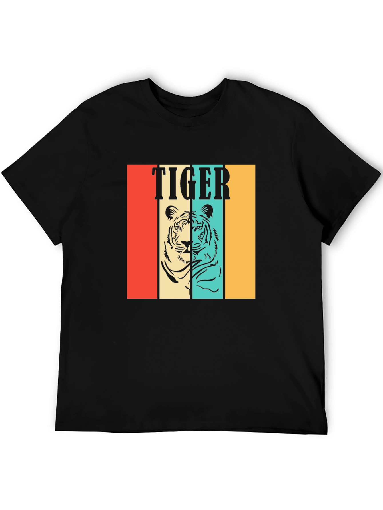 Retro Tiger Graphic Tee - Vintage Style Mens T-Shirt