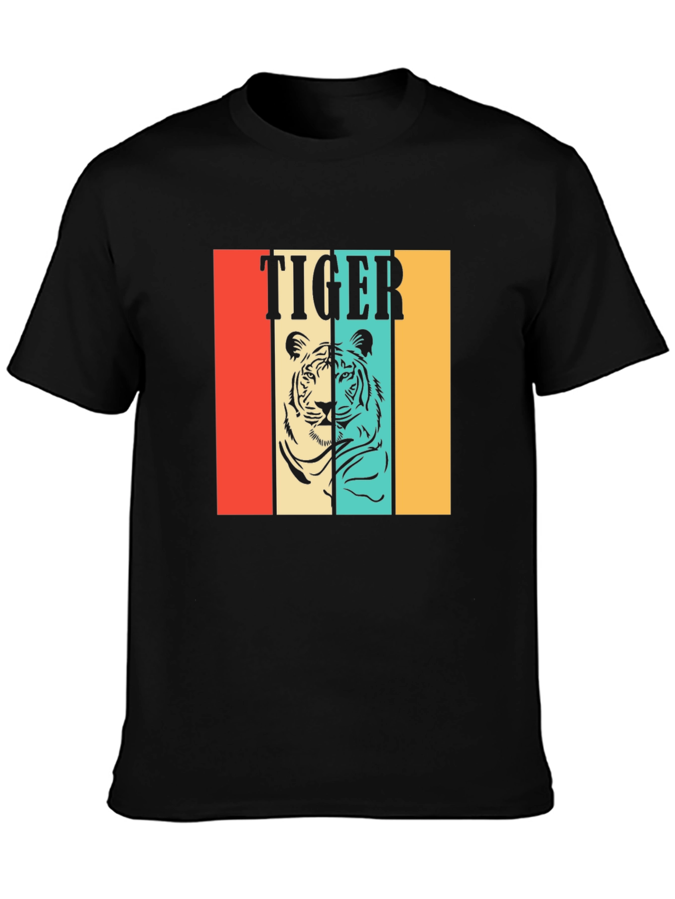 Retro Tiger Graphic Tee - Vintage Style Mens T-Shirt