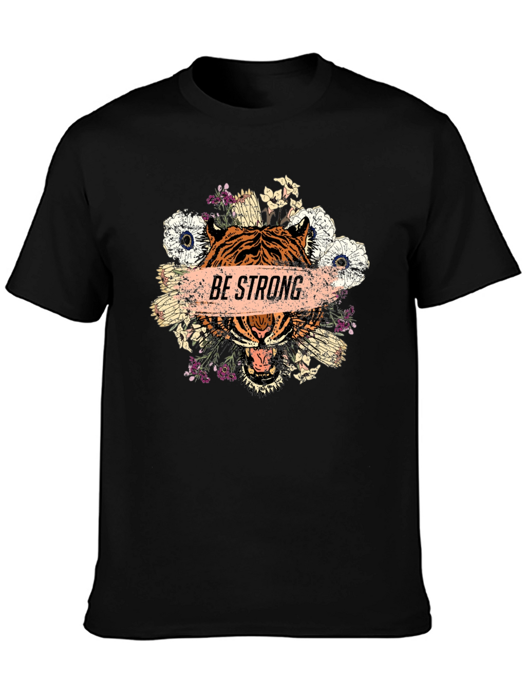 Be Strong Tiger Graphic Print Mens T-Shirt