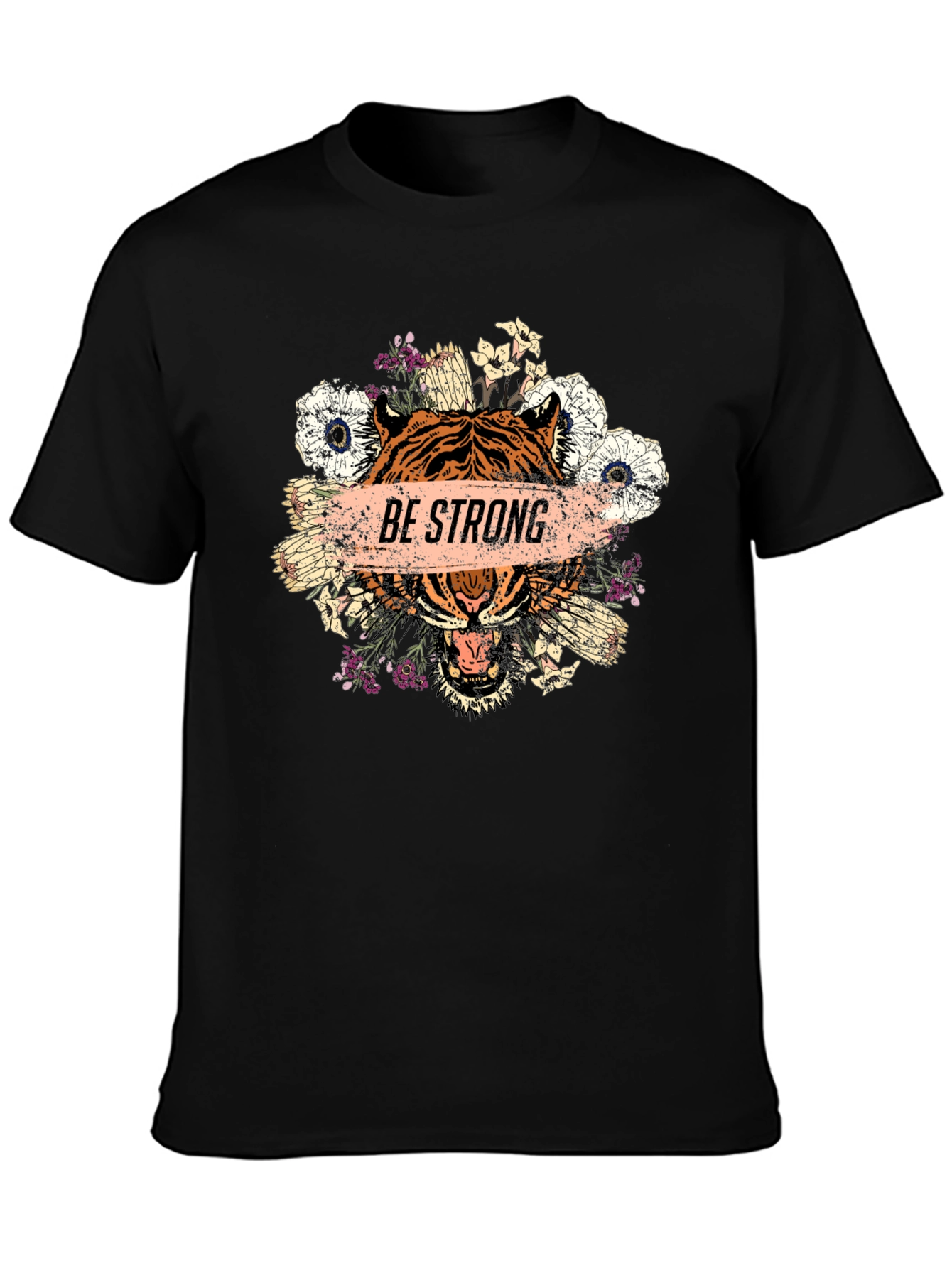 Be Strong Tiger Graphic Print Mens T-Shirt