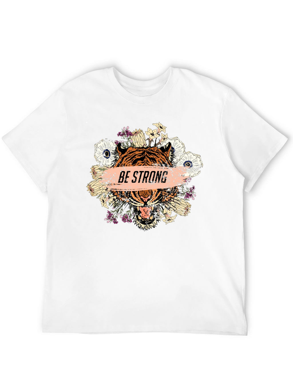 Be Strong Tiger Graphic Print Mens T-Shirt