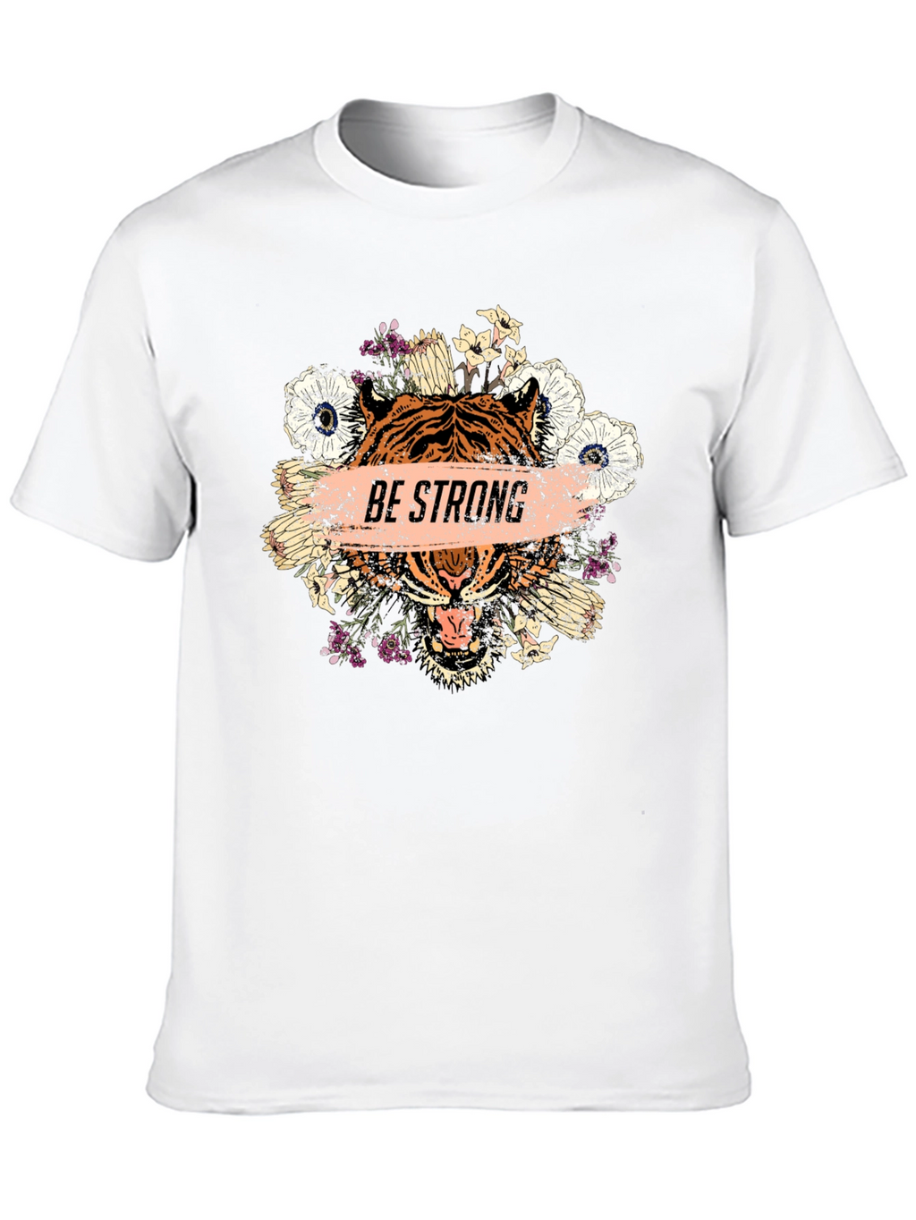 Be Strong Tiger Graphic Print Mens T-Shirt