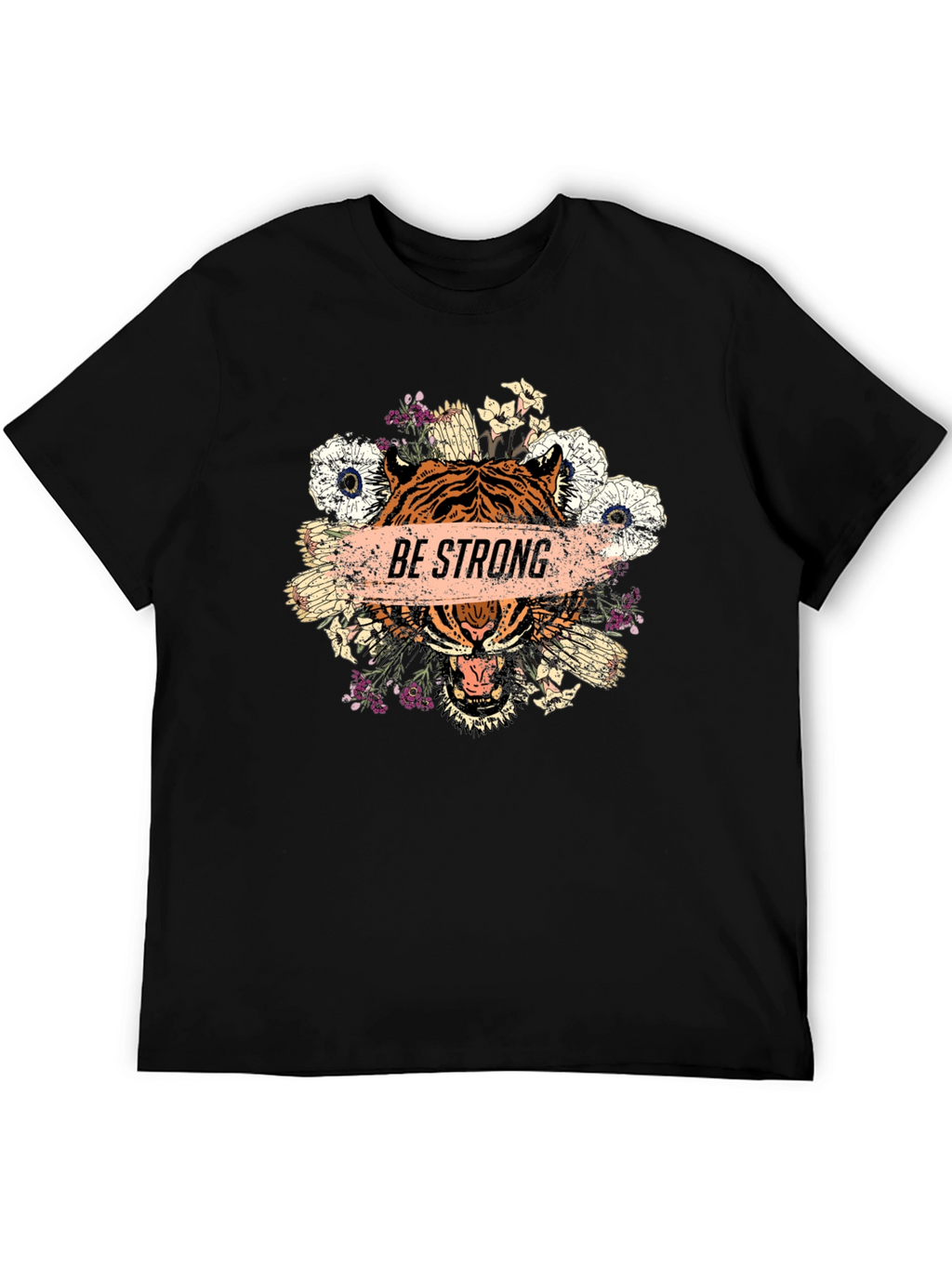 Be Strong Tiger Graphic Print Mens T-Shirt