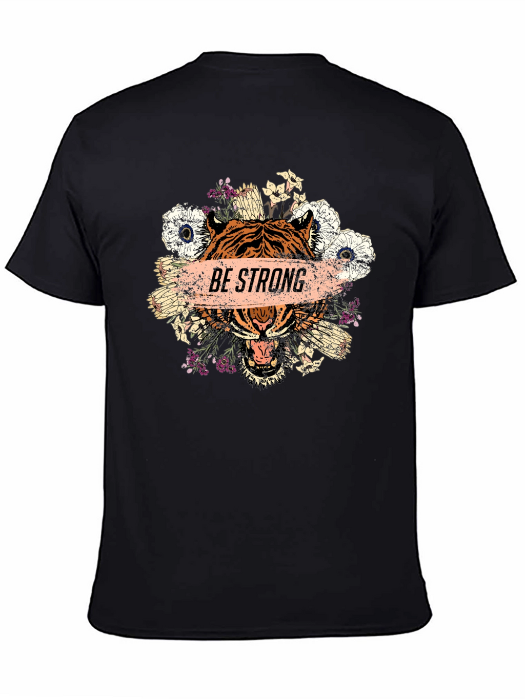 Be Strong Tiger Graphic Print Mens T-Shirt