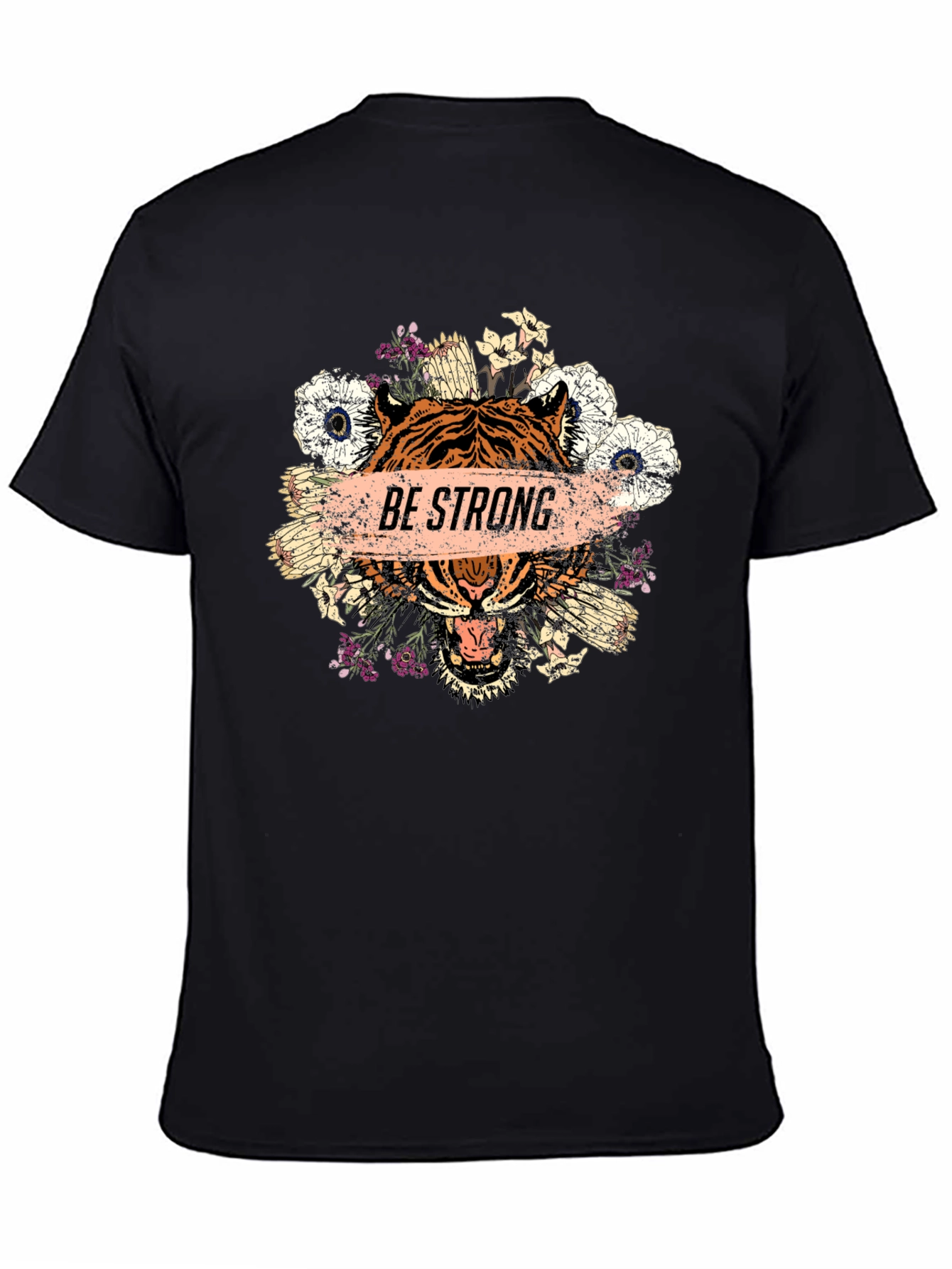 Be Strong Tiger Graphic Print Mens T-Shirt