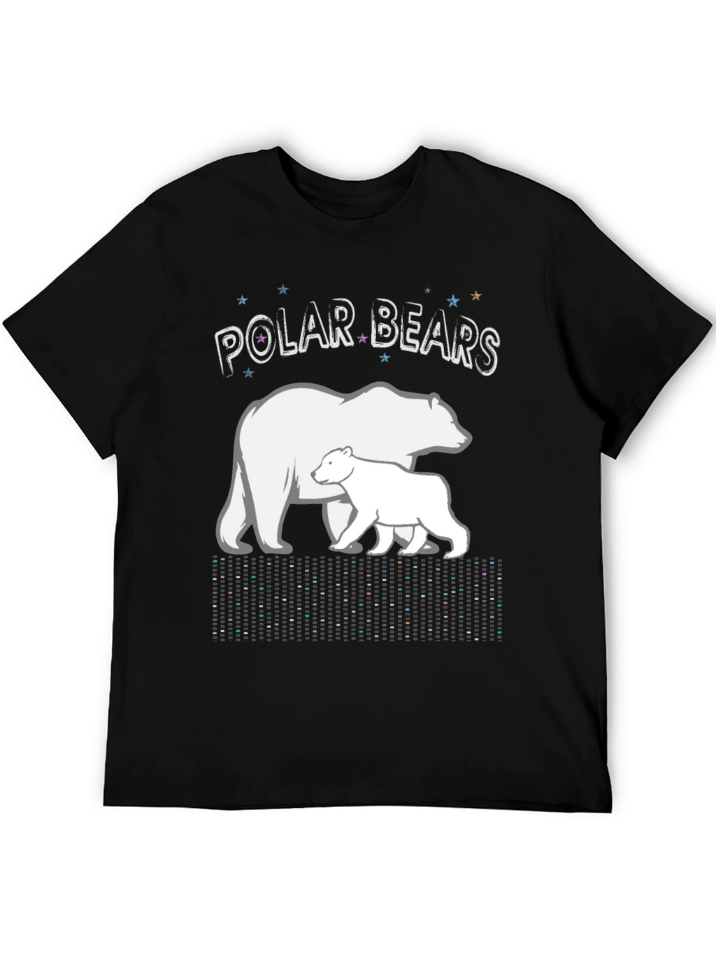 Polar Bears Graphic Print Black T-Shirt