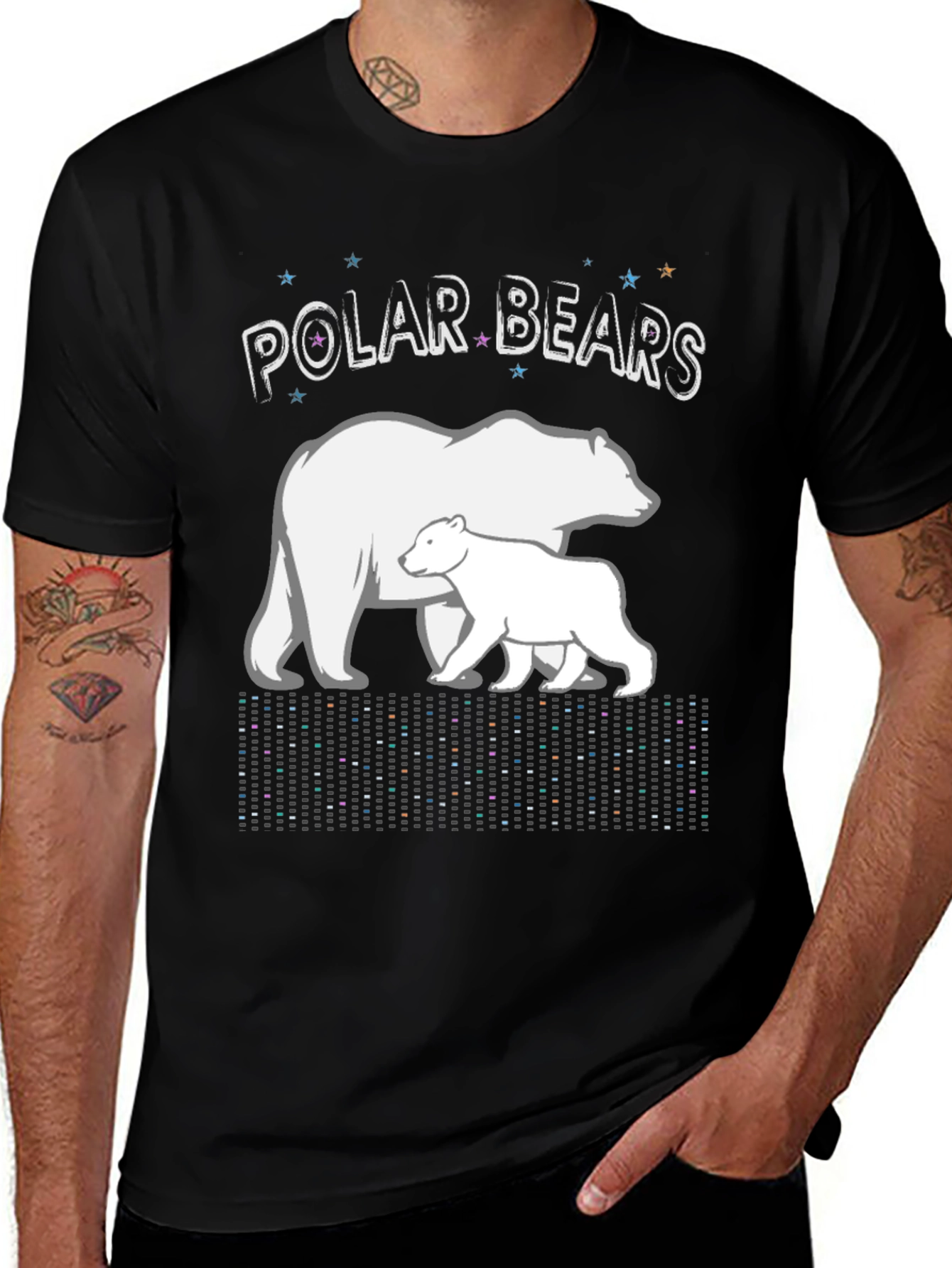 Polar Bears Graphic Print Black T-Shirt