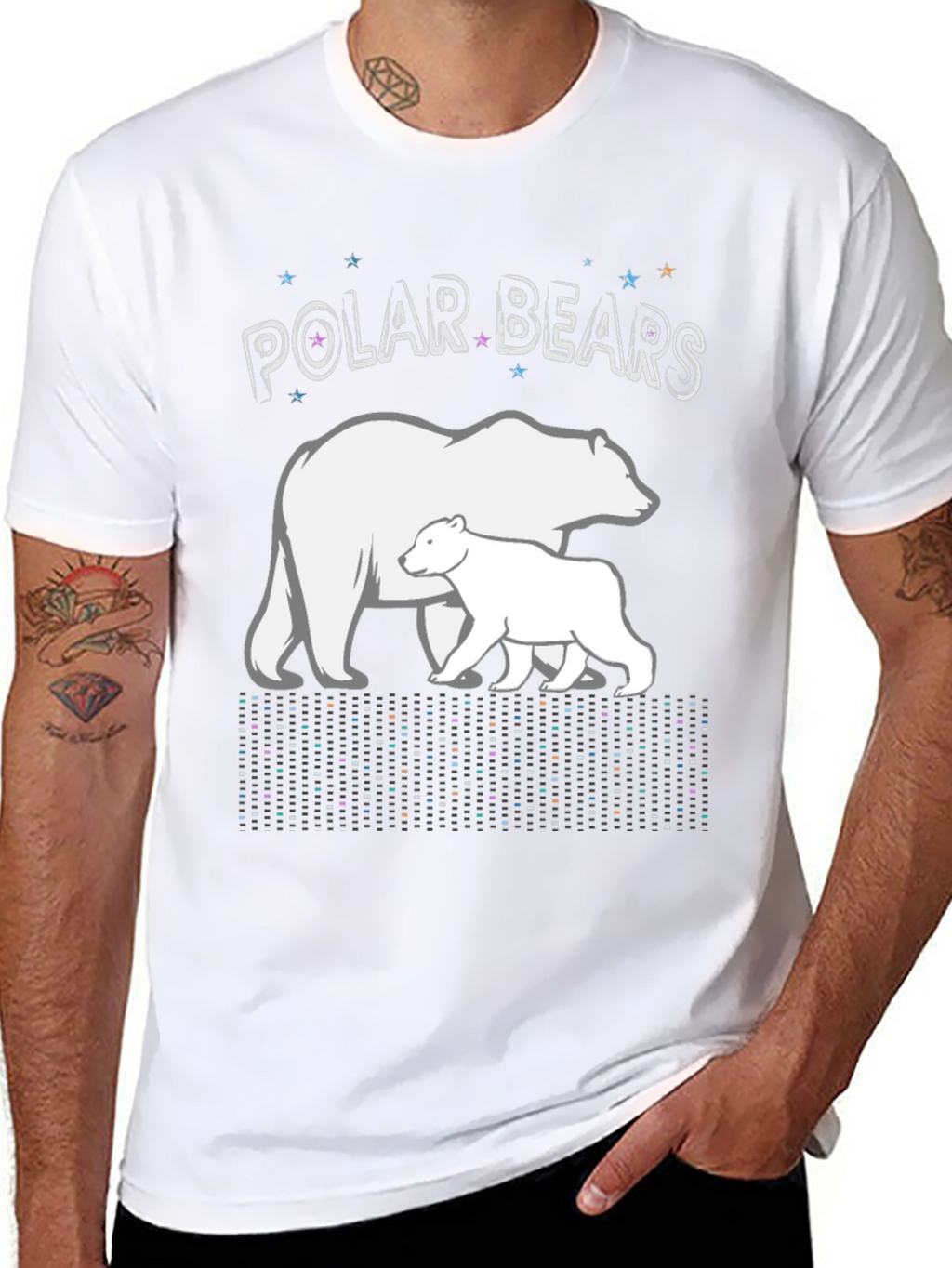 Polar Bears Graphic Print Black T-Shirt